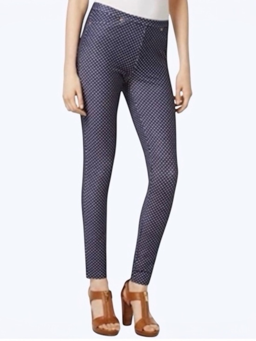 MICHAEL Michael Kors Aziza Navy & White Polka Dot Print Leggings Jeggings Size S